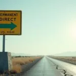 Conceptual image of a 301 permanent redirect: a road sign pointing from an old URL to a new one.