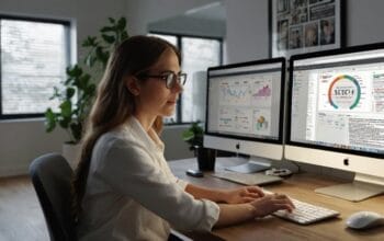 SEO proffessional working in a home office on a eliminating render-blocking JavaScript and CSS on WordPress